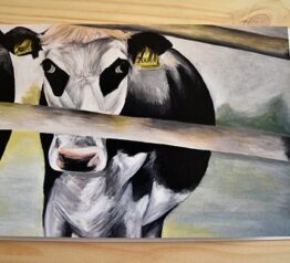 Cow at College Farm painting blank greeting card