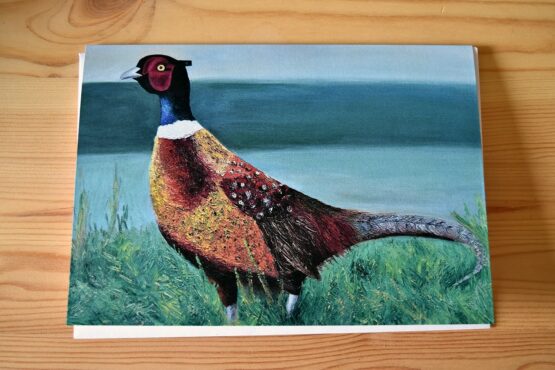 Pheasant painting blank greeting card